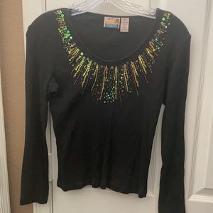 FINAL MARKDOWN Sunset cove decorative ribbed tee shirt (PS)